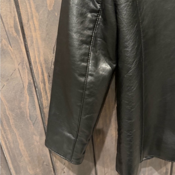 Black Italian Leather coat jacket women’s By Reportage R.G.A - Picture 7 of 8